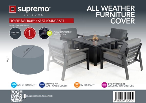 Supremo Melbury 4 Lounge Chair Set All Weather Furniture Cover -Grey