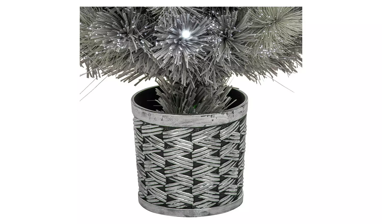 Premier Silver Tipped Fir Fibre Optic Tree – White LEDs – 80cm