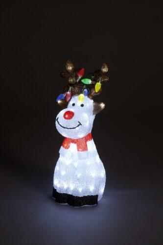 Snowtime 50Cm Acrylic Sitting Reindeer W/M-Col Leds On Antlers