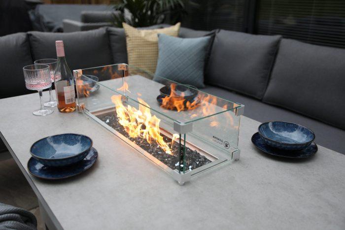 Supremo Melbury Corner Modular Set With Firepit Table – Salted Grey