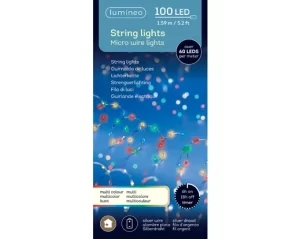 Kaemingk Micro 100 LED Extra Dense String Lights – Steady Effect – Indoor – BO – Silver / Multi Coloured