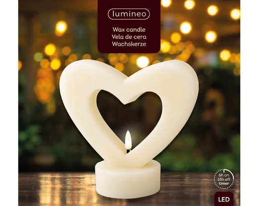 Kaemingk Wax Wick Candle Heart LED – BO – Indoor