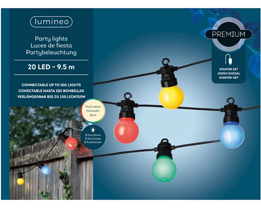 LED Party Lights  – Multi Coloured – 20 LEDs – Connectable