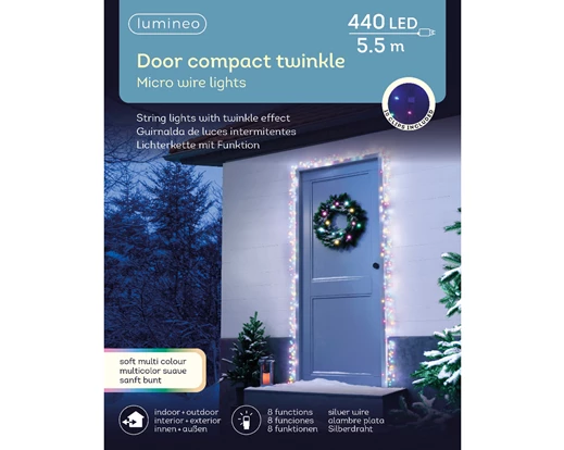 Kaemingk Micro LED Door Compact Lights – Soft Multi Coloured – Twinkle Effect – Outdoor