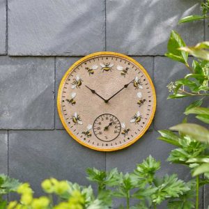 Outside In Beez Wall Clock and Thermometer