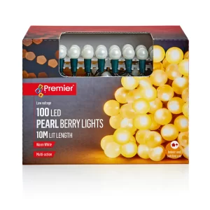 Premier LED Multi Action Pearl Berry String – Warm White – 100 Lights