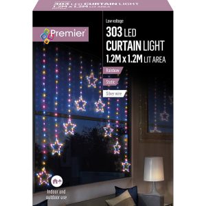 Premier LED Star V Shape Curtain Lights – Rainbow – Static