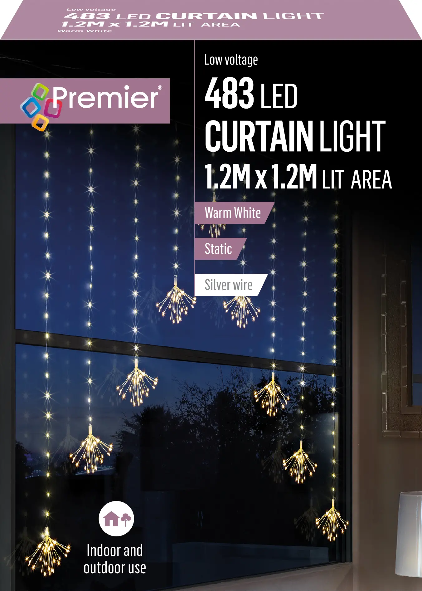 Premier LED Sputnik V Shape Curtain Lights Warm White Static Burleydam Garden Centre