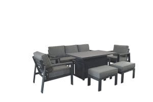 Supremo Melbury Lounge Dining Set with Height Adjustable Table – Charcoal