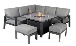 Supremo Melbury Mini Modualr Corner Set with Firepit Table – Charcoal