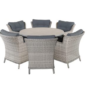 Supremo Lagos 6 Seat Round Lounge Dining Set – Iron Ore