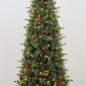 Puleo Slim Vermont Berries & Cones Tree – Pre Lit – 6.5ft