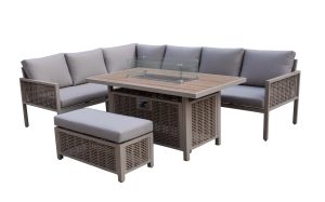 Supremo Crosby Corner Modular Set with Rectangular Firepit Table