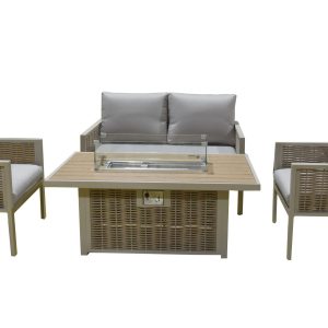 Supremo Crosby Lounge Set with Fire Pit Table