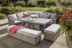 Hartman Eton Grand Rectangular Casual Dining Set with Adjustable Height Table