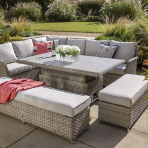 Hartman Eton Grand Rectangular Casual Dining Set with Adjustable Height Table