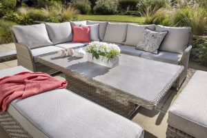 Hartman Eton Grand Rectangular Casual Dining Set with Adjustable Height Table