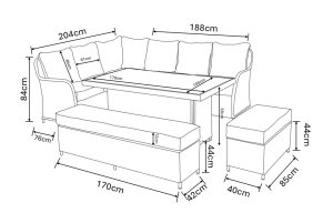 Hartman Eton Grand Rectangular Casual Dining Set with Adjustable Height Table