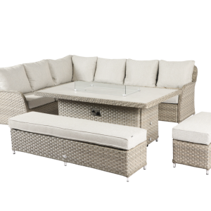 Hartman Eton Grand Rectangular Casual Dining Set with Gas Fire Pit