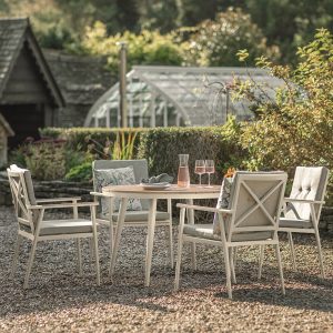 Bramblecrest RHS Wisley 4 Seat Round Dining Set – Mocha