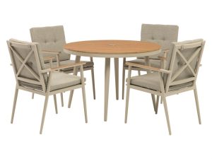 Bramblecrest RHS Wisley 4 Seat Round Dining Set – Mocha