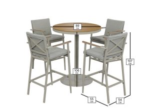 Bramblecrest RHS Wisley Round Bar Table with 4 Bar Stools – Mocha
