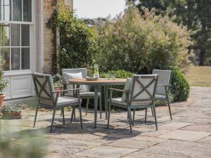 Bramblecrest RHS Wisley 4 Seat Round Dining Set – Sage