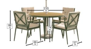 Bramblecrest RHS Wisley 4 Seat Round Dining Set – Sage