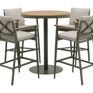 Bramblecrest RHS Wisley Round Bar Table with 4 Bar Stools – Sage