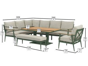 Bramblecrest RHS Wisley L-Shape Sofa Set with Adjustable Height Table – Mocha