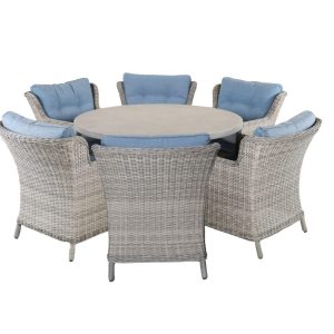 Supremo Lagos 6 Seat Round Lounge Dining Set – Cobalt Blue