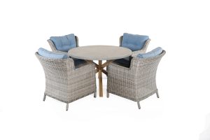 Supremo Lagos 4 Seat Round Lounge Dining Set – Cobalt Blue