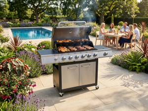 Rhyno Deluxe 6 Burner BBQ with Side Burner