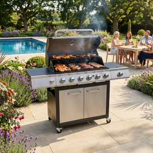 Rhyno Deluxe 6 Burner BBQ with Side Burner Rhyno Deluxe 6 Burner BBQ with Side Burner