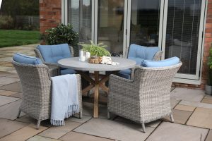 Supremo Lagos 4 Seat Round Lounge Dining Set – Cobalt Blue