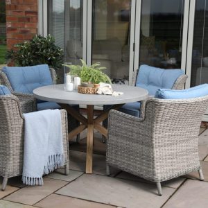 Supremo Lagos 4 Seat Round Lounge Dining Set – Cobalt Blue