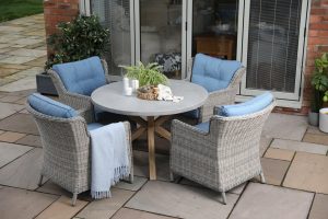Supremo Lagos 4 Seat Round Lounge Dining Set – Cobalt Blue