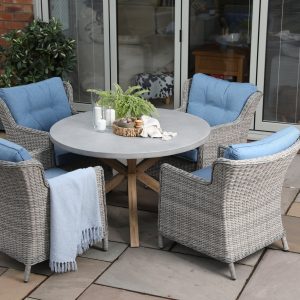 Supremo Lagos 4 Seat Round Lounge Dining Set – Cobalt Blue Supremo Lagos 4 Seat Round Lounge Dining Set – Cobalt Blue