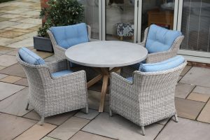 Supremo Lagos 4 Seat Round Lounge Dining Set – Cobalt Blue