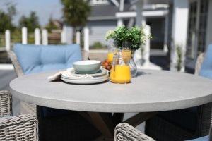 Supremo Lagos 4 Seat Round Lounge Dining Set – Cobalt Blue