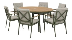 Bramblecrest RHS Wisley 6 Seat Elliptical Dining Set – Sage
