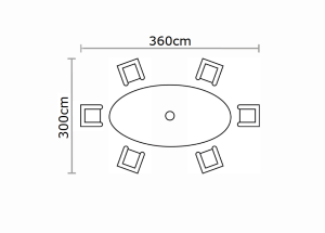 Bramblecrest RHS Wisley 6 Seat Elliptical Dining Set – Mocha