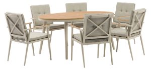 Bramblecrest RHS Wisley 6 Seat Elliptical Dining Set – Mocha