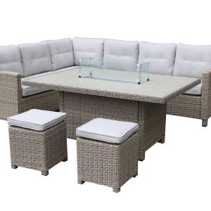 Estuary Collection – Royden Corner Modular Set with Fire Pit Table