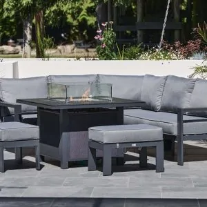 Supremo Melbury Mini Modular Corner Set with Firepit Table – Charcoal